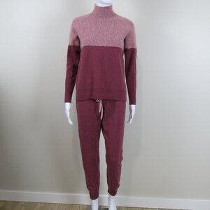 Summersalt Luxe Merino Wool Cashmere Blend Two Tone Sweater Jogger Set MEDIUM